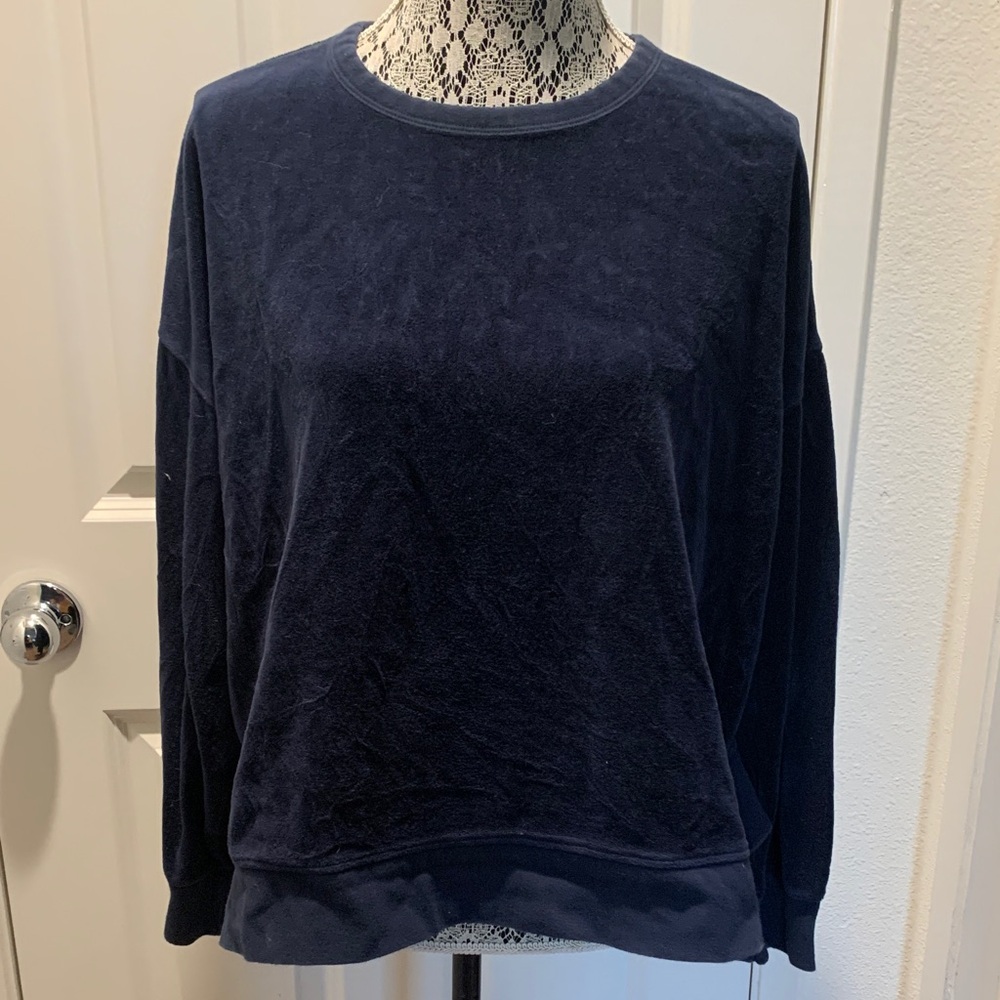 J. Crew Navy Crew Neck Velour Pullover